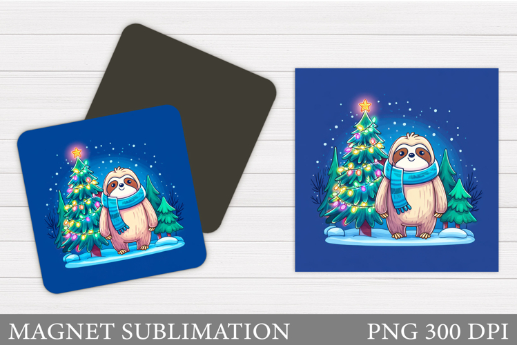 Christmas Sloth Magnet Design. Christmas Magnet Sublimation