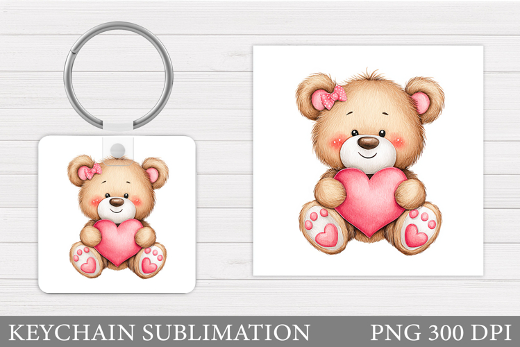 Valentines Bear Keychain. Cute Bear Keychain Design