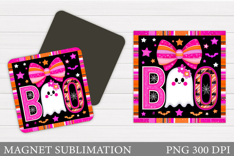 Boo Magnet Design. Cute Ghost Magnet Sublimation example image 1
