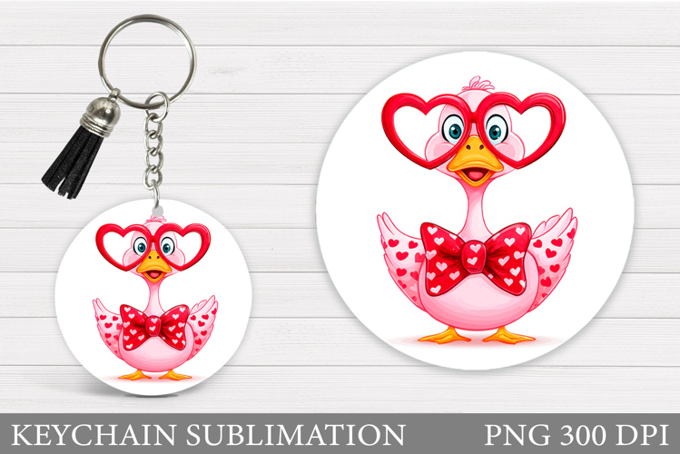 Valentines Goose Keychain. Valentines Keychain Sublimation