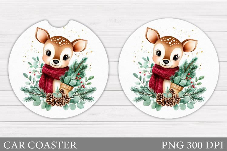 Christmas Deer Car Coaster. Christmas Car Coaster Design