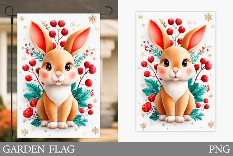 Christmas Bunny Garden Flag. Christmas Garden Flag Design