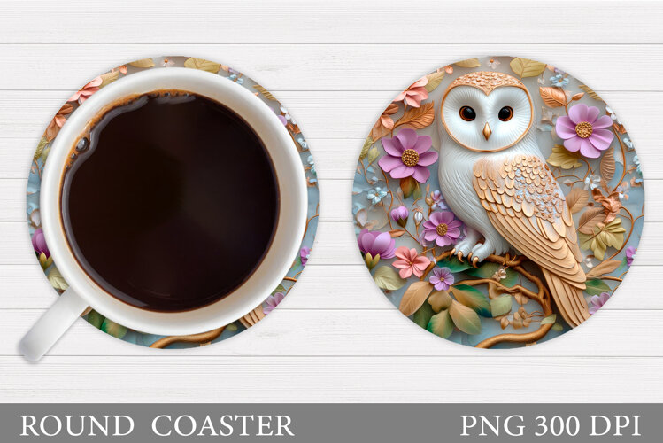 Owl Coaster Design. Owl Sublimation example image 1
