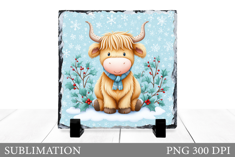 Christmas Cow Sublimation. Christmas Cow Slate Design