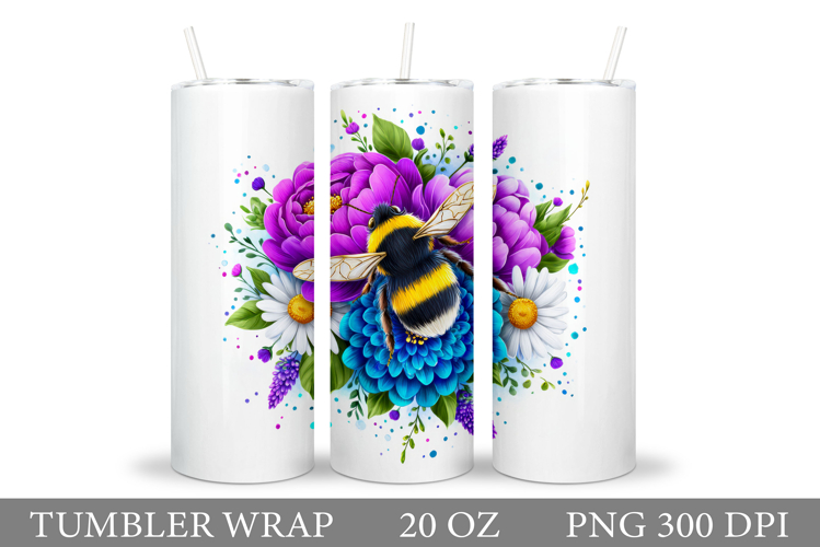 Bee Tumbler Design. Flowers Tumbler Sublimation
