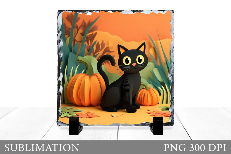 Cute Cat Sublimation. Black Cat Slate Sublimation