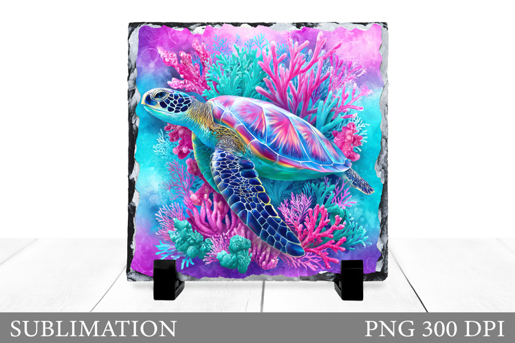 Turtle Square Sublimation. Sea Turtle Slate Design