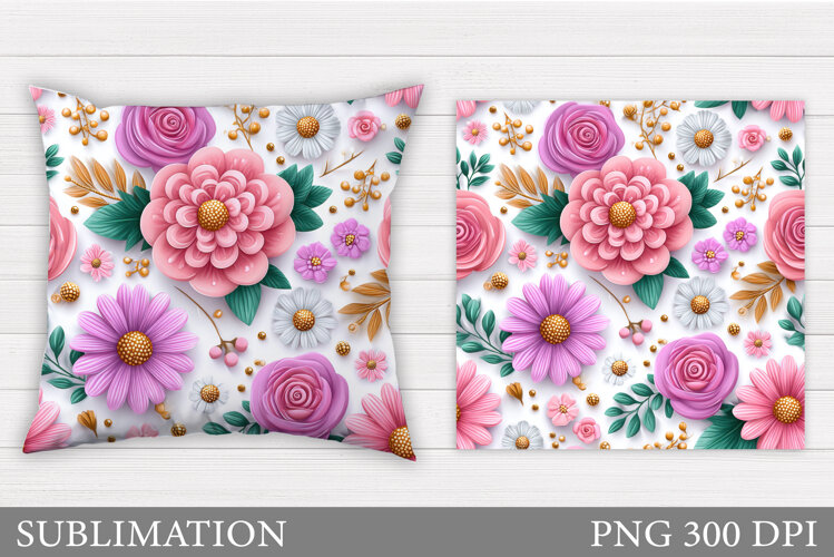 Flowers Sublimation. Wildflowers Pillow Sublimation example image 1