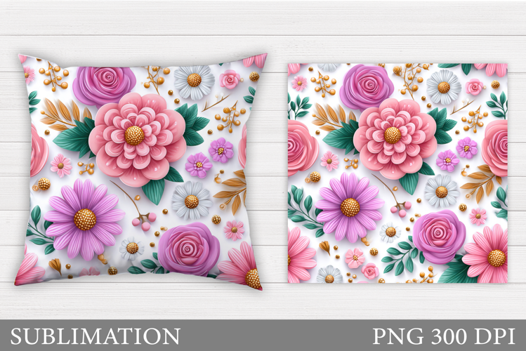 Flowers Sublimation. Wildflowers Pillow Sublimation