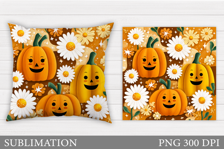 Cute Pumpkin Pillow Design. Funny Pumpkin Sublimation