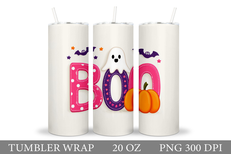 Boo Tumbler Design. Halloween Tumbler Sublimation