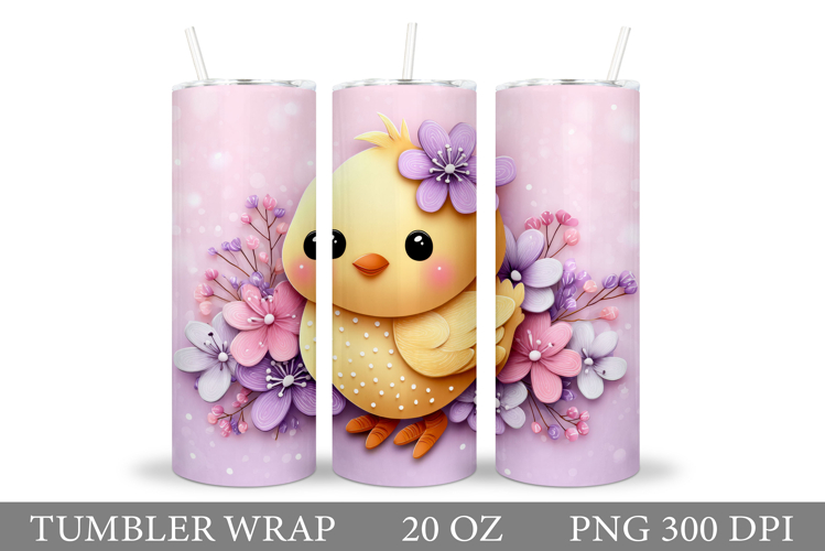Cute Chick Tumbler Design. Spring Tumbler Sublimation