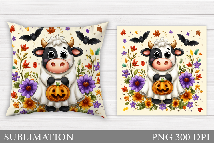 Halloween Cow Pillow. Halloween Pillow Sublimation