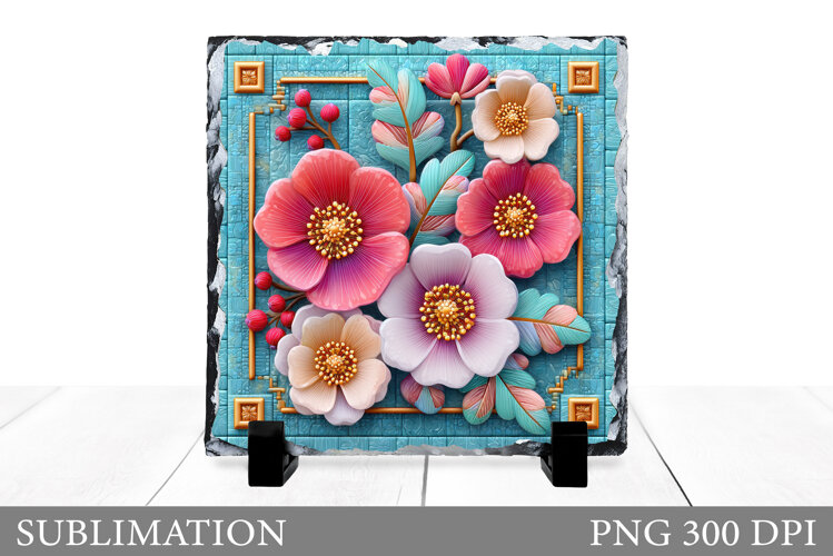 Flowers Slate Sublimation. Floral Sublimation example image 1