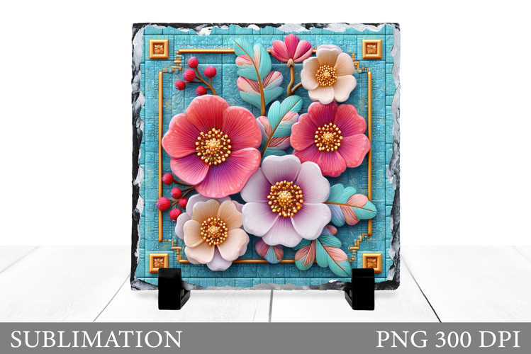 Flowers Slate Sublimation. Floral Sublimation