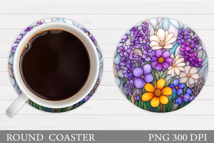 Wildflowers Coaster Design. Flowers Coaster Sublimation example image 1