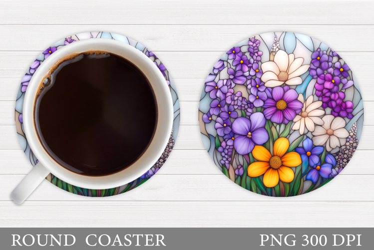 Wildflowers Coaster Design. Flowers Coaster Sublimation
