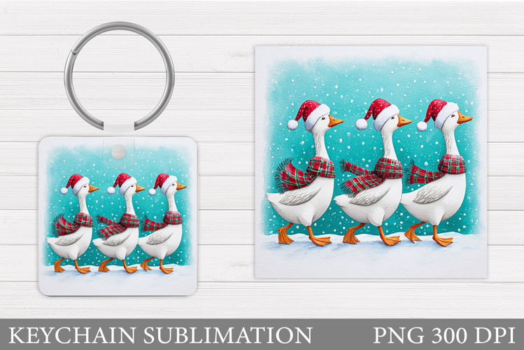 Christmas Goose Keychain. Christmas Keychain Sublimation