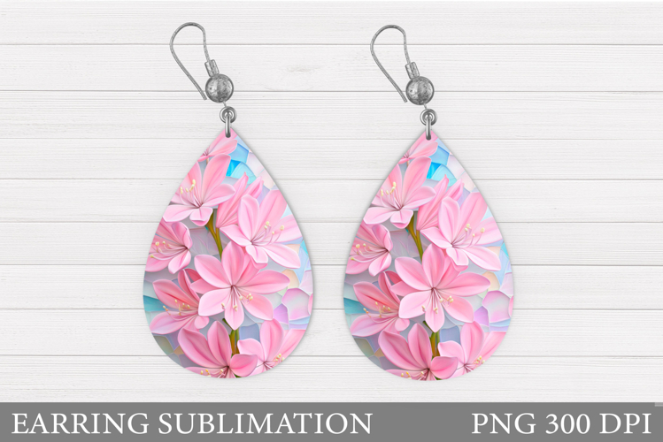 Flowers Teardrop Earring Design. Flowers Earring Sublimation