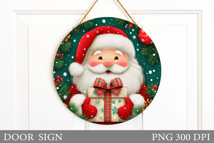 Santa Claus Door Sign Design. Christmas Snowman Door Sign