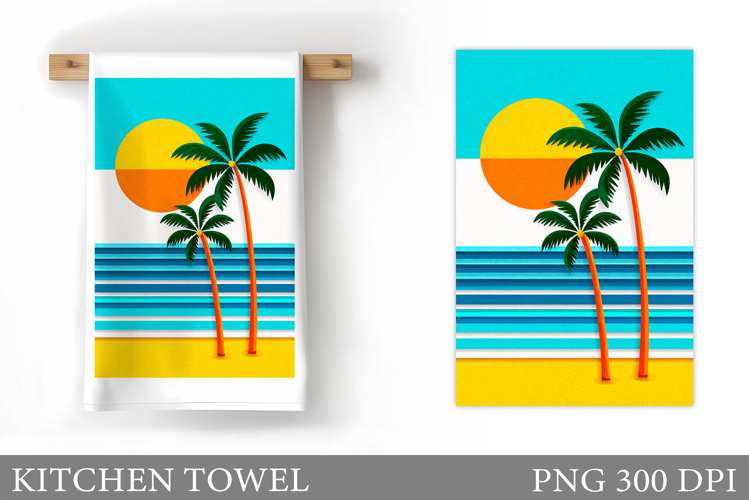 Palm Tree Kitchen Towel. Summer Kitchen Towel Sublimation