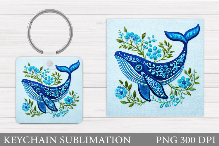 Whale Keychain Sublimation. Whale Sublimation example image 1