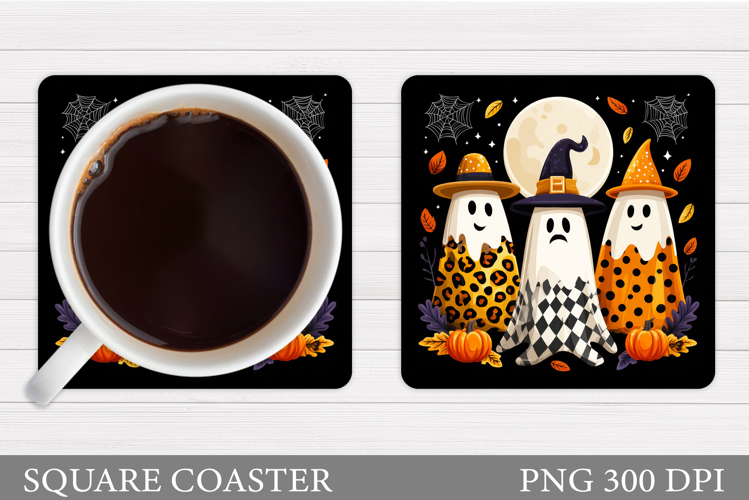 Ghost Coaster Design. Halloween Coaster Sublimation