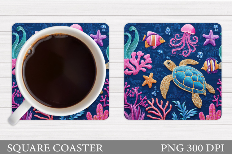 Sea Animals Coaster Design. Sea Coaster Sublimation