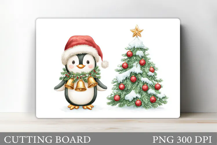 Cute Penguin Cutting Board. Christmas Cutting Board Design