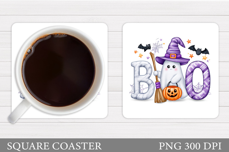 Ghost Coaster Design. Halloween Coaster Sublimation