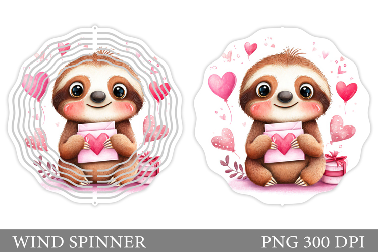 Valentines Sloth Wind Spinner. Valentines Wind Spinner
