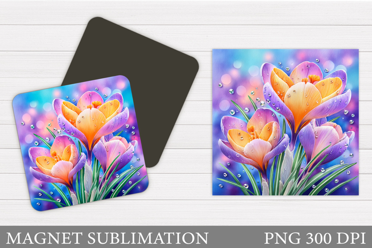 Crocus Magnet Design. Spring Flowers Magnet Sublimation