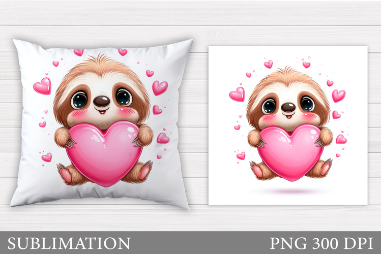 Valentines Sloth Pillow Design. Valentine Pillow Sublimation