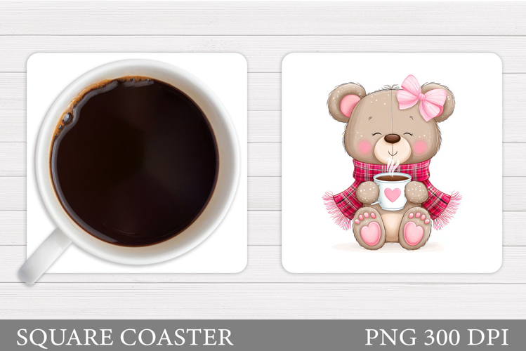 Valentines Bear Coaster. Valentines Coaster Sublimation