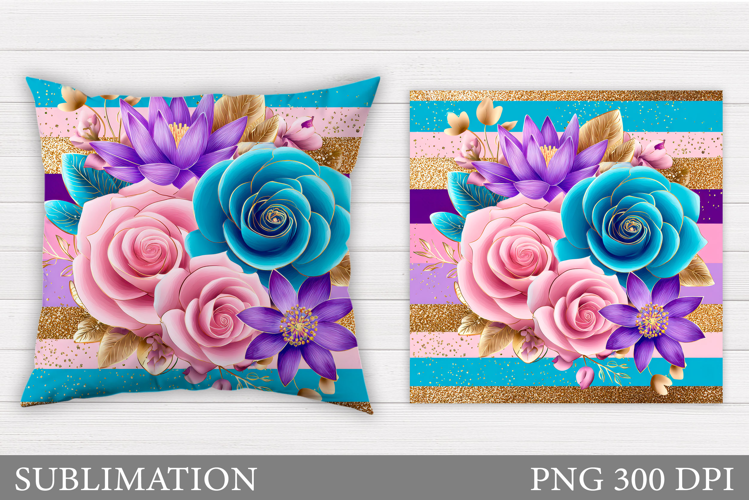 Floral Pillow Sublimation. Flowers Sublimation
