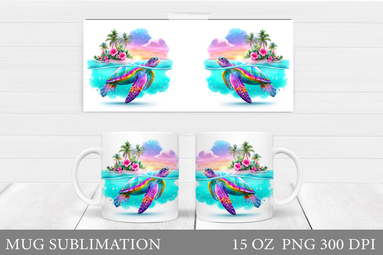Sea Turtle Mug Sublimation. Sea Turtle Mug Wrap Design