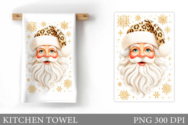Santa Claus Kitchen Towel Design. Christmas Kitchen Towel example image 1