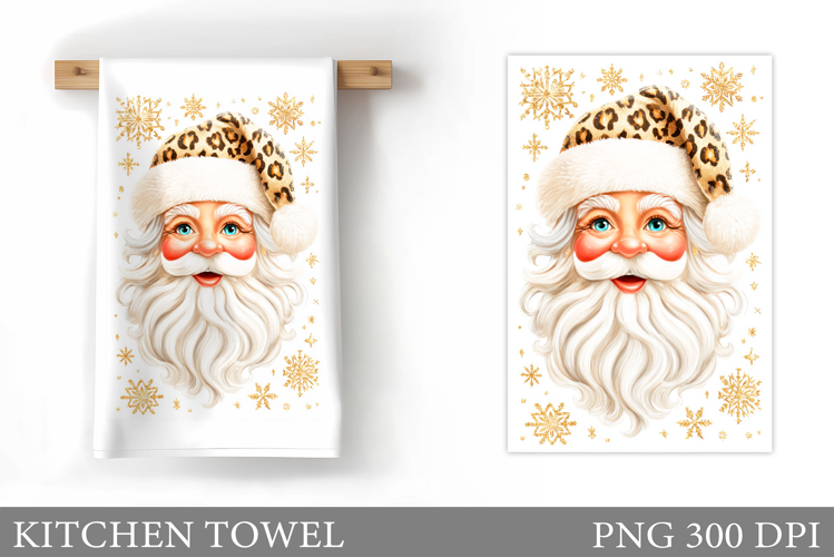 Santa Claus Kitchen Towel Design. Christmas Kitchen Towel