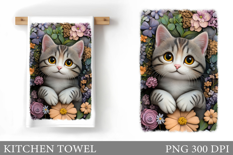 Cute Cat Kitchen Towel Design. Cute Cat Sublimation