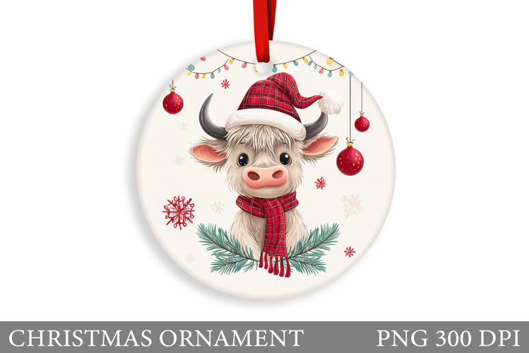 Cute Cow Christmas Ornament. Christmas Ornament Sublimation