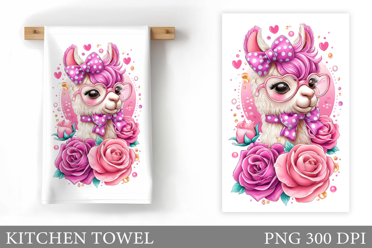 Cute Lama Kitchen Towel. Lama Flowers Kitchen Towel Design