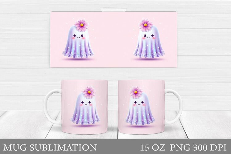Cute Ghost Mug Sublimation. Halloween Mug Design example image 1