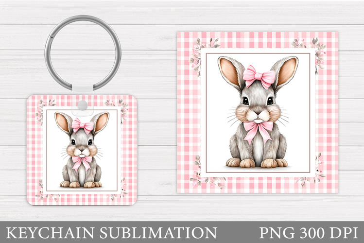 Cute Bunny Keychain. Spring Bunny Keychain Sublimation