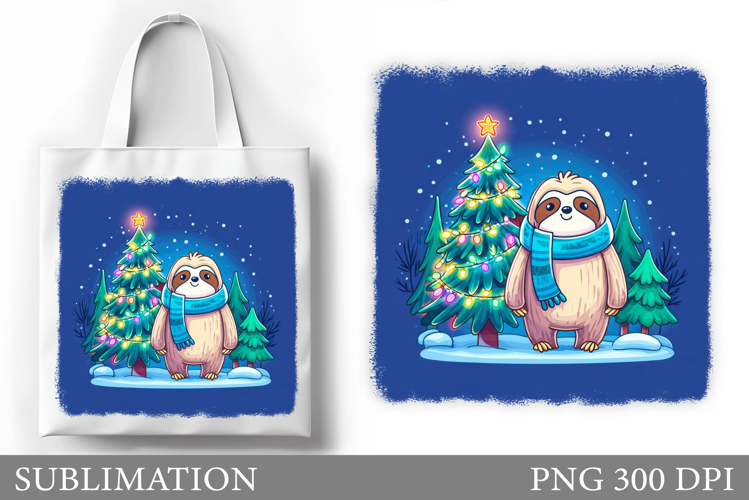 Christmas Sloth Tote Bag. Christmas Tote Bag Sublimation