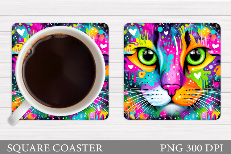Cat Coaster Design. Cat Sublimation