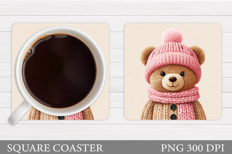 Christmas Bear Coaster Design. Christmas Coaster Sublimation example image 1