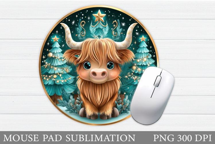 Christmas Cow Mouse Pad. Christmas Mouse Pad Sublimation