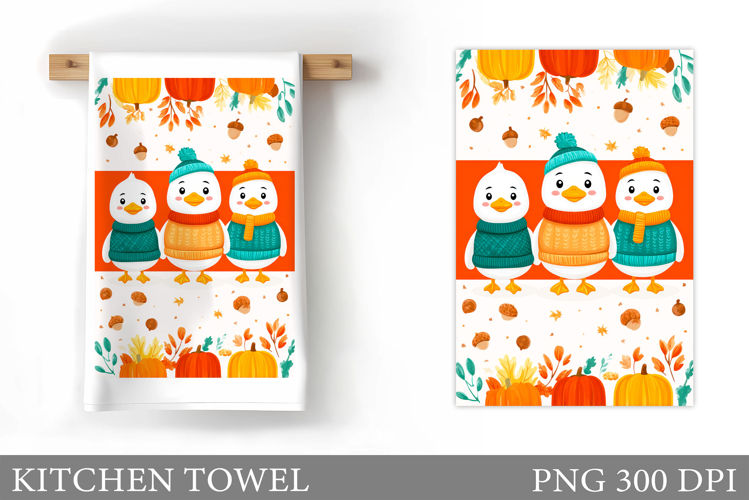 Fall Goose Kitchen Towel. Fall Kitchen Towel Sublimation
