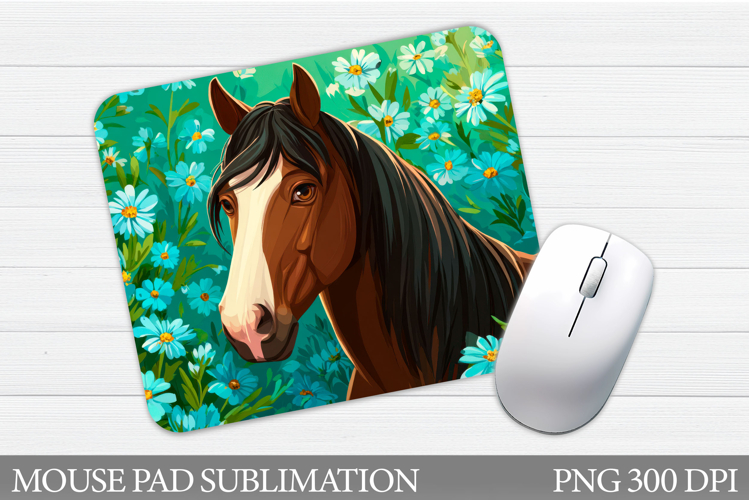 Cute Horse Mouse Pad. Horse Flowers Mouse Pad Sublimation