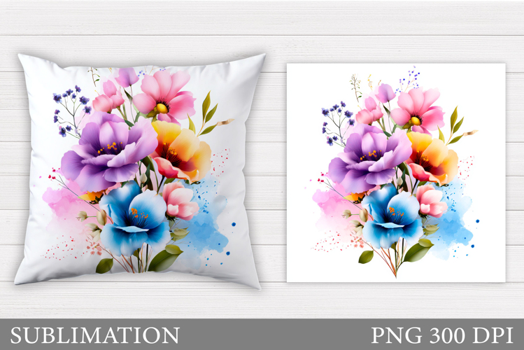 Flowers Pillow Design. Floral Pillow Sublimation